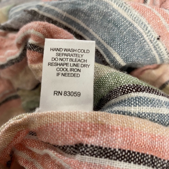 DREW Striped Tulip Leg Strapless Jumpsuit Linen Blend Pastel Rainbow Size Small - Picture 6 of 10